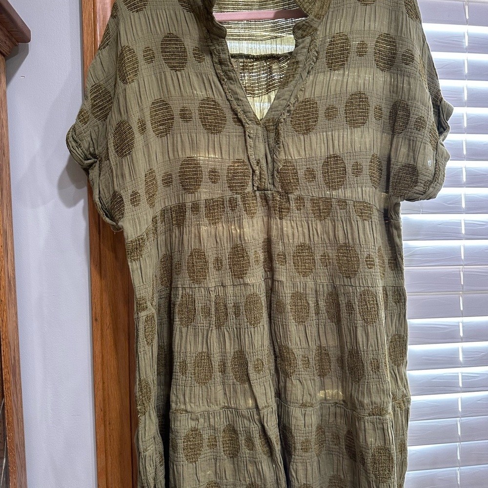 Umgee Olive Patterned Tunic Top